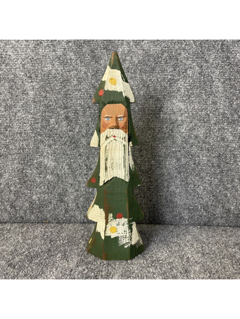 Vintage Hand Carved Hand Painted Folk Art, German Christmas Tree Santa